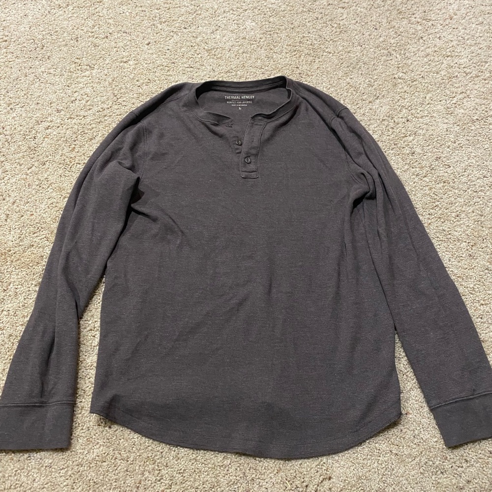 Sonoma Dark Gray Long Sleeve Henley Shirt
